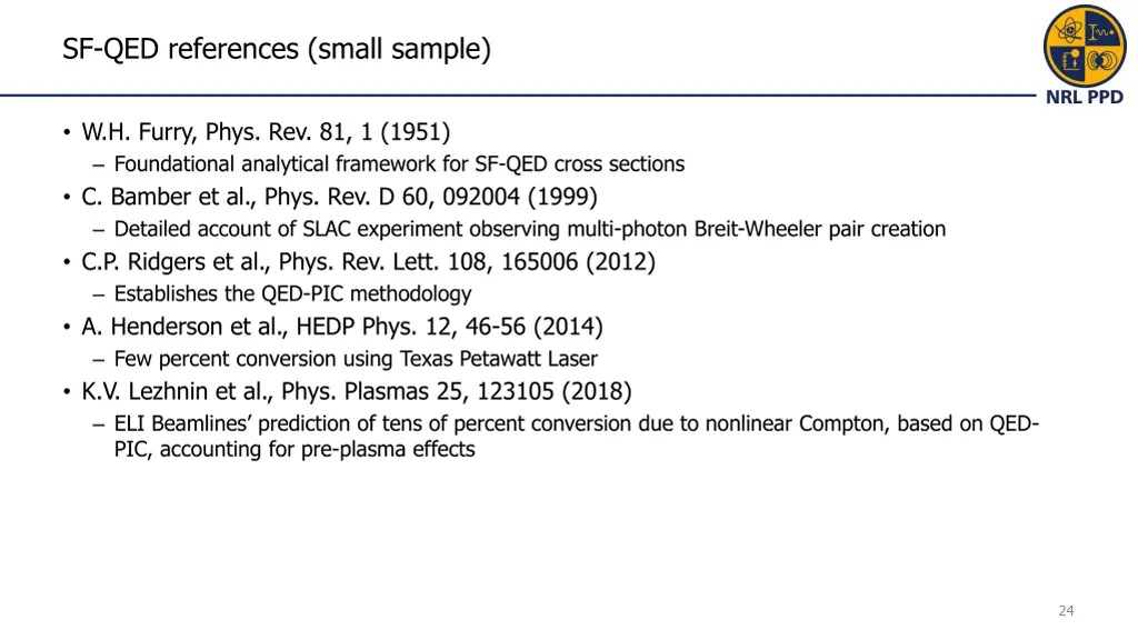 sf qed references small sample