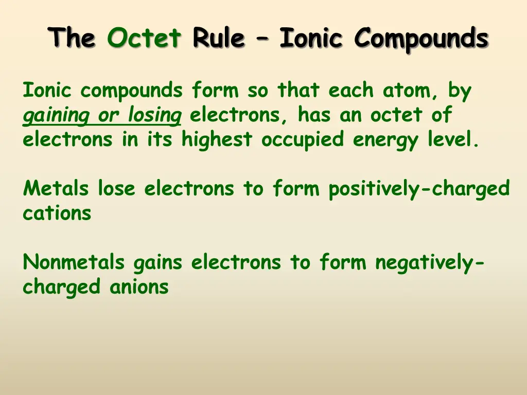 the octet rule ionic compounds