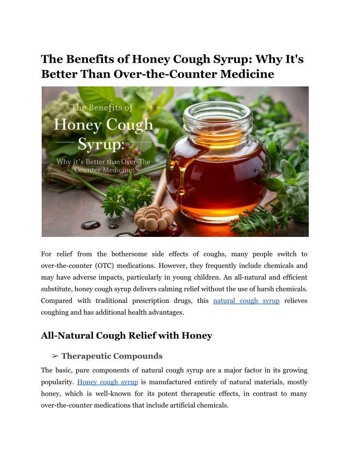 the benefits of honey cough syrup why it s better