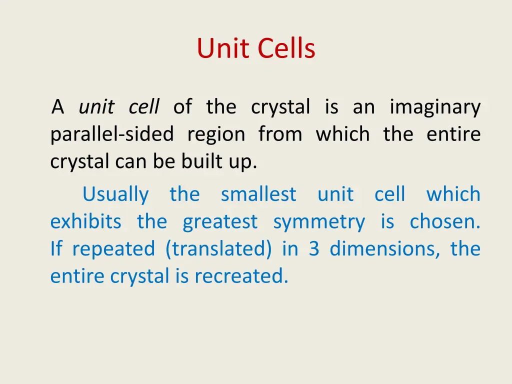 unit cells