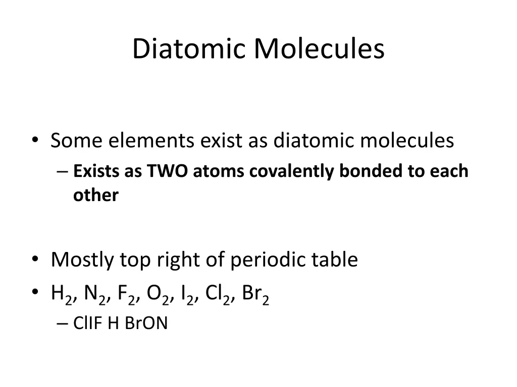 diatomic molecules