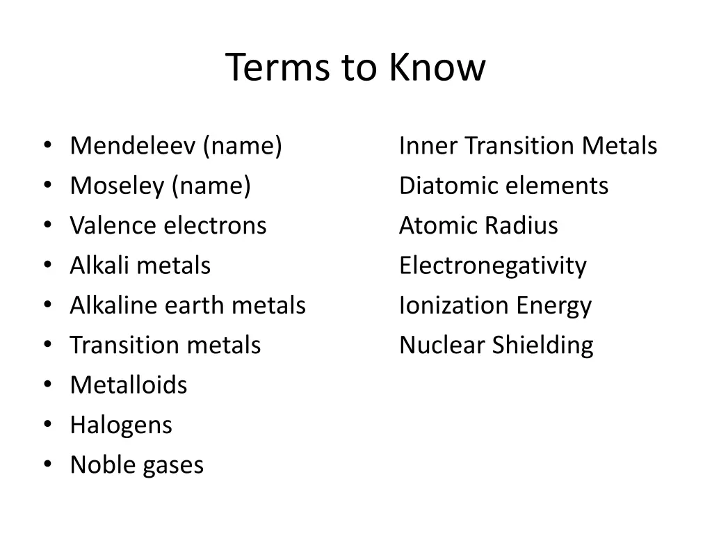 terms to know