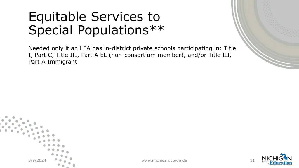 equitable services to special populations