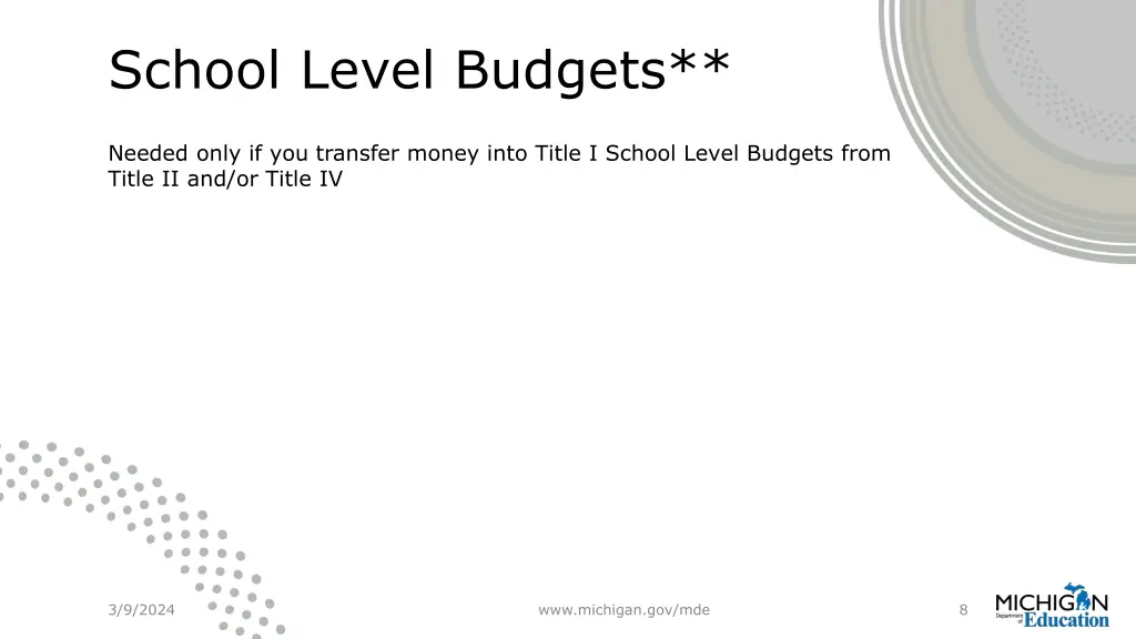 school level budgets