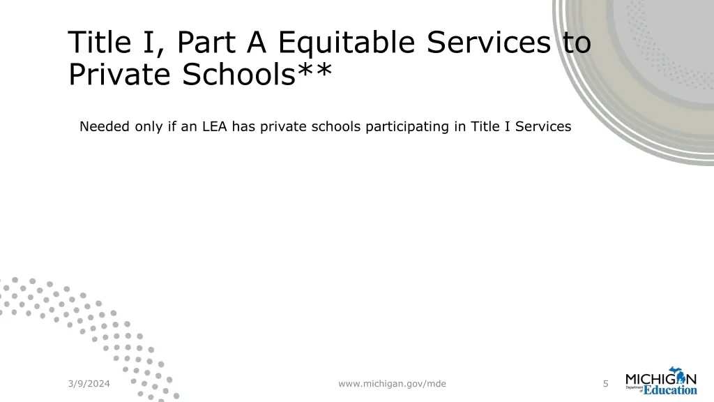 title i part a equitable services to private