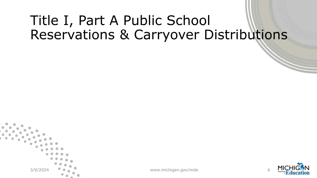 title i part a public school reservations