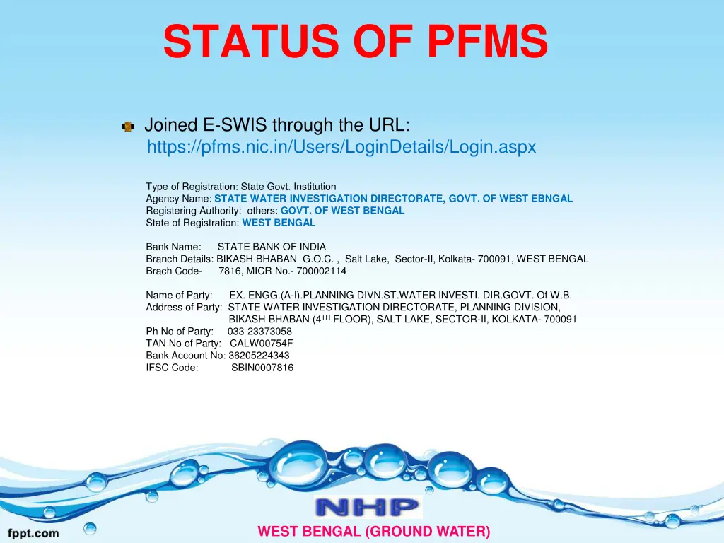 status of pfms