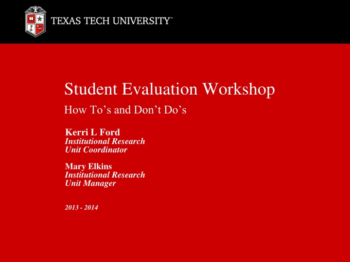 student evaluation workshop