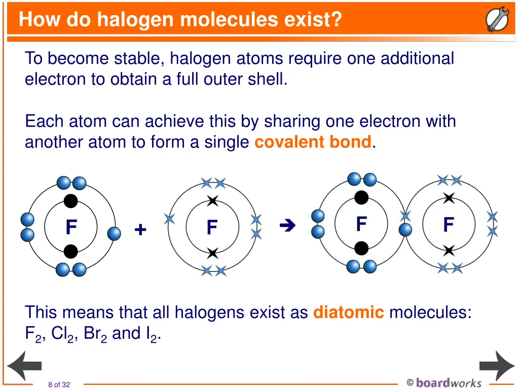 how do halogen molecules exist