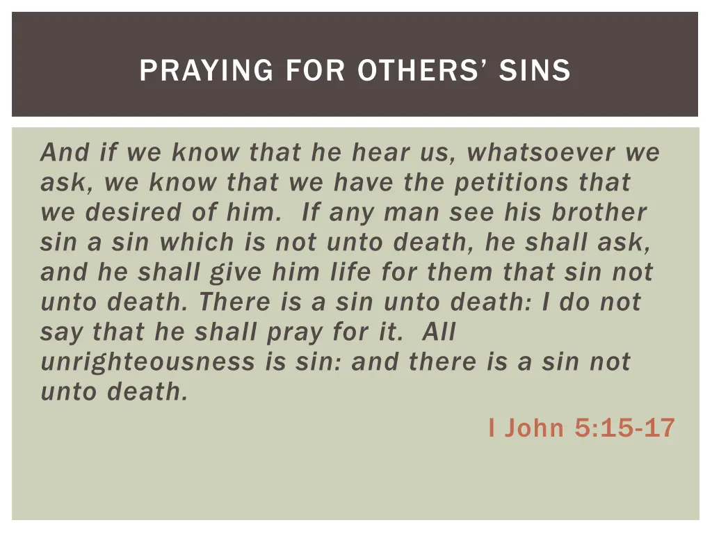 praying for others sins