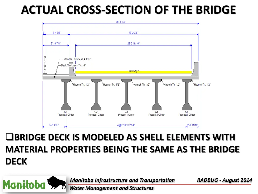 actual cross section of the bridge