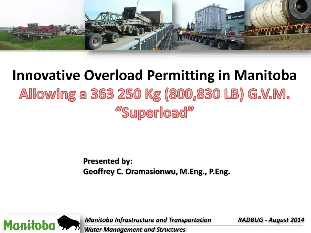 innovative overload permitting in manitoba