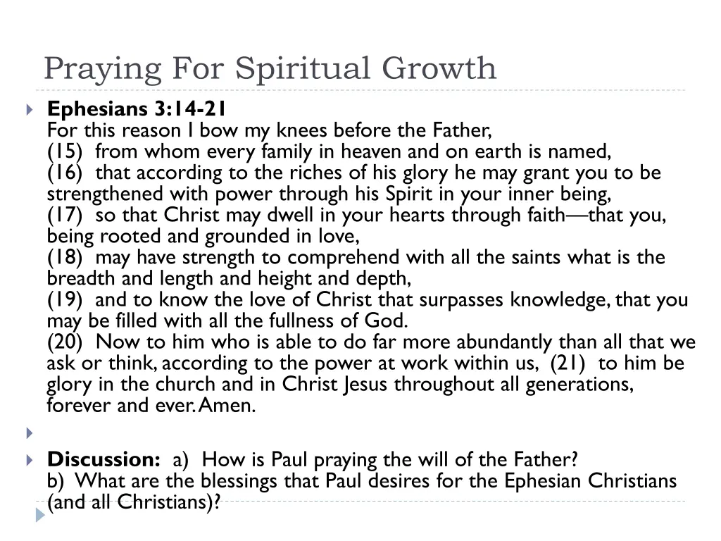 praying for spiritual growth