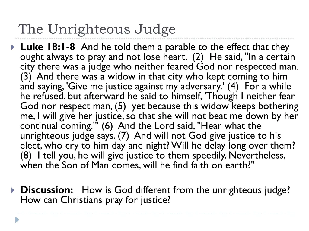 the unrighteous judge luke 18 1 8 and he told