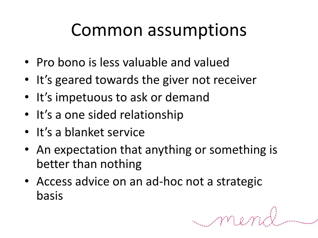 common assumptions