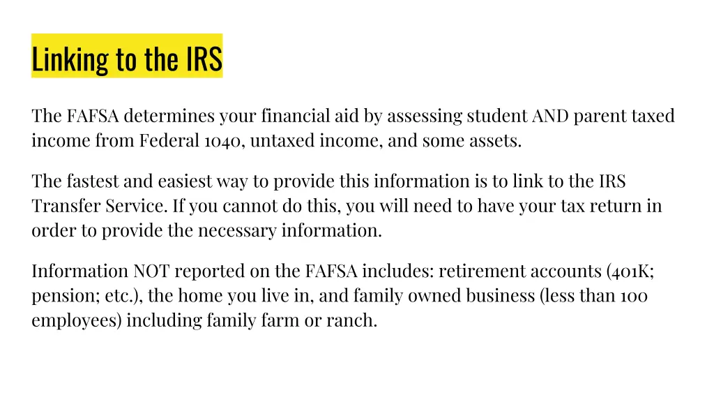 linking to the irs