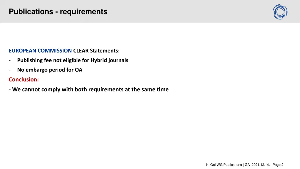 publications requirements