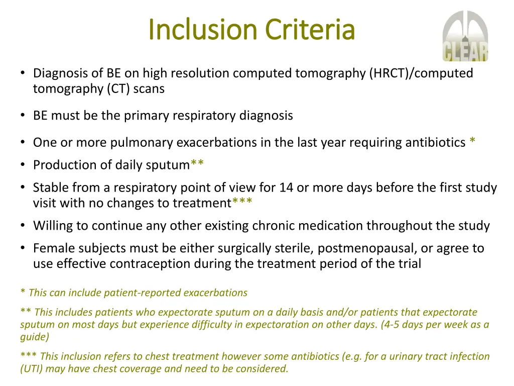 inclusion criteria inclusion criteria