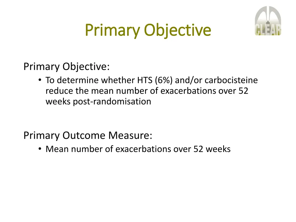 primary objective primary objective