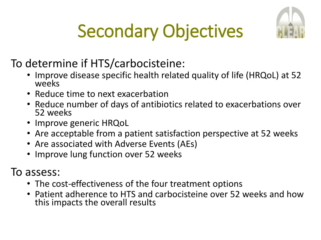 secondary objectives secondary objectives