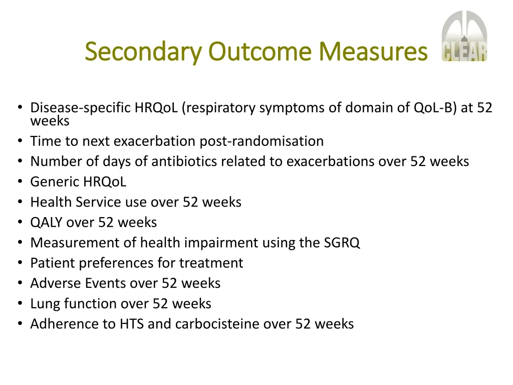 secondary outcome measures secondary outcome