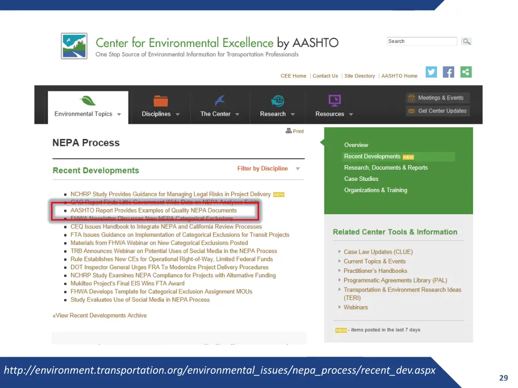 http environment transportation org environmental