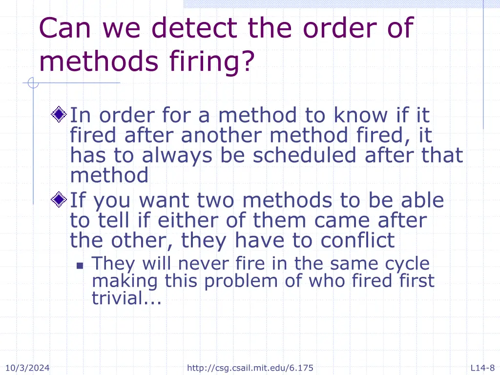 can we detect the order of methods firing