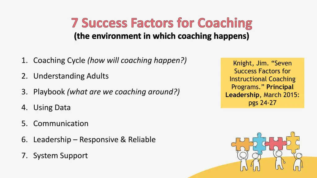 7 success factors for coaching the environment