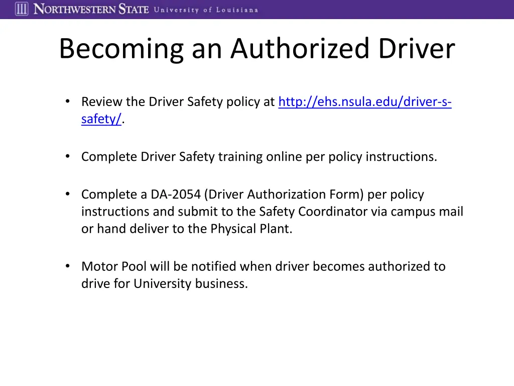 becoming an authorized driver