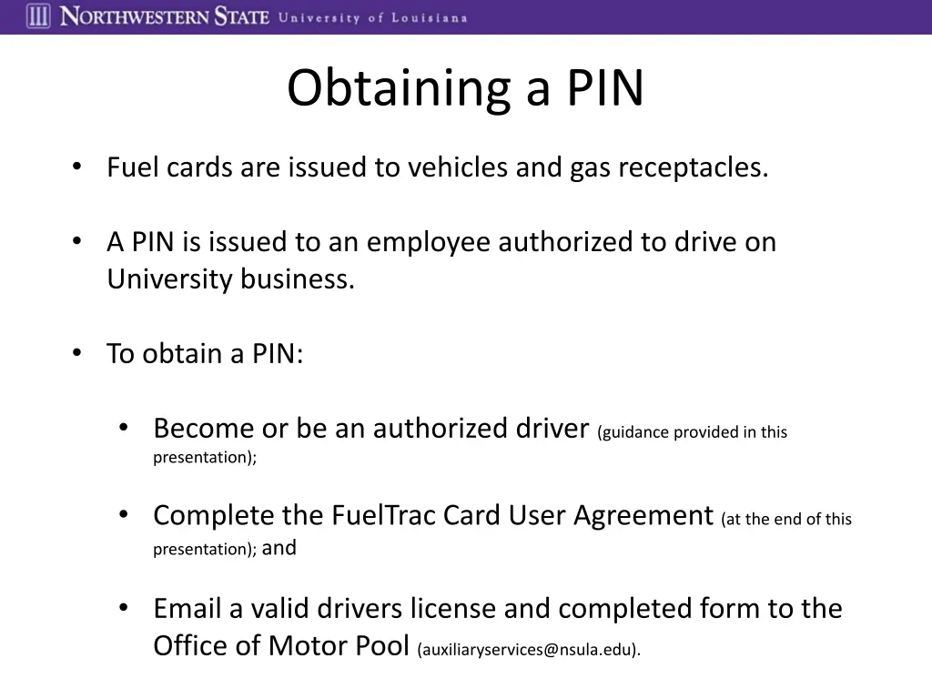 obtaining a pin