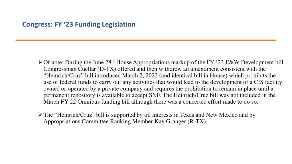 congress fy 23 funding legislation 1