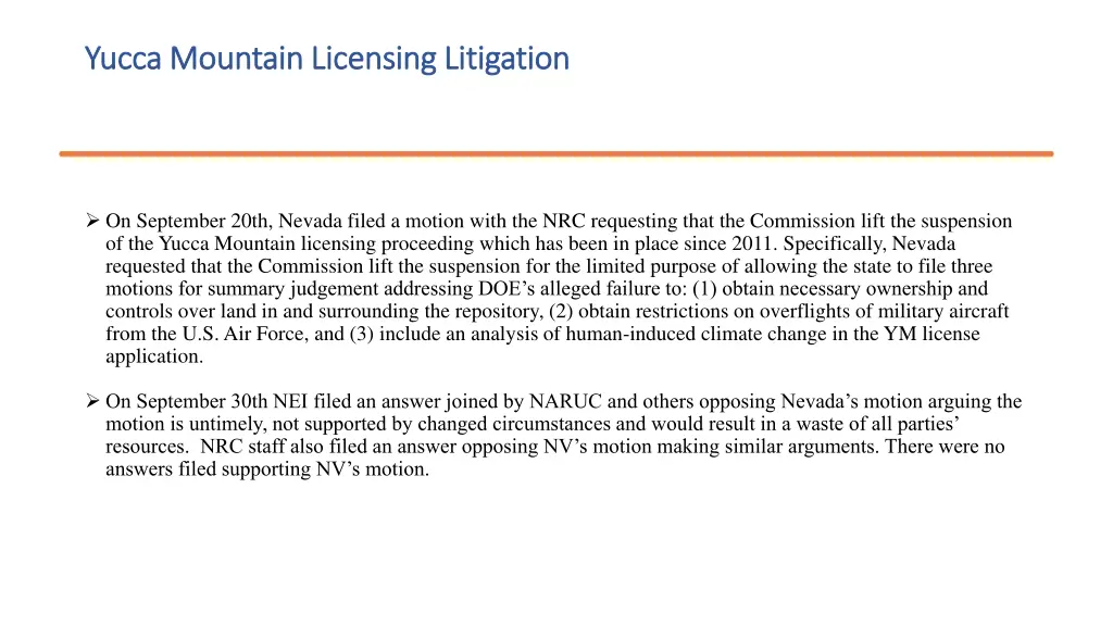 yucca mountain licensing litigation yucca