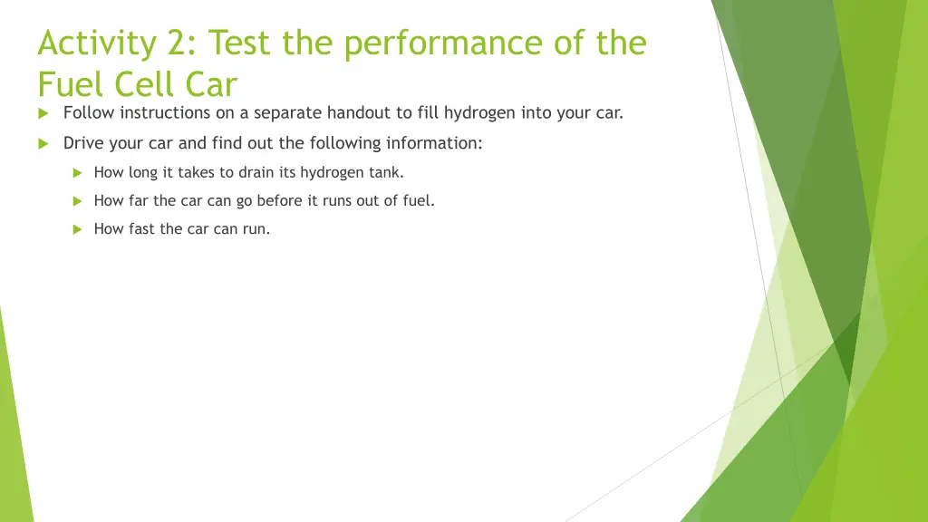 activity 2 test the performance of the fuel cell