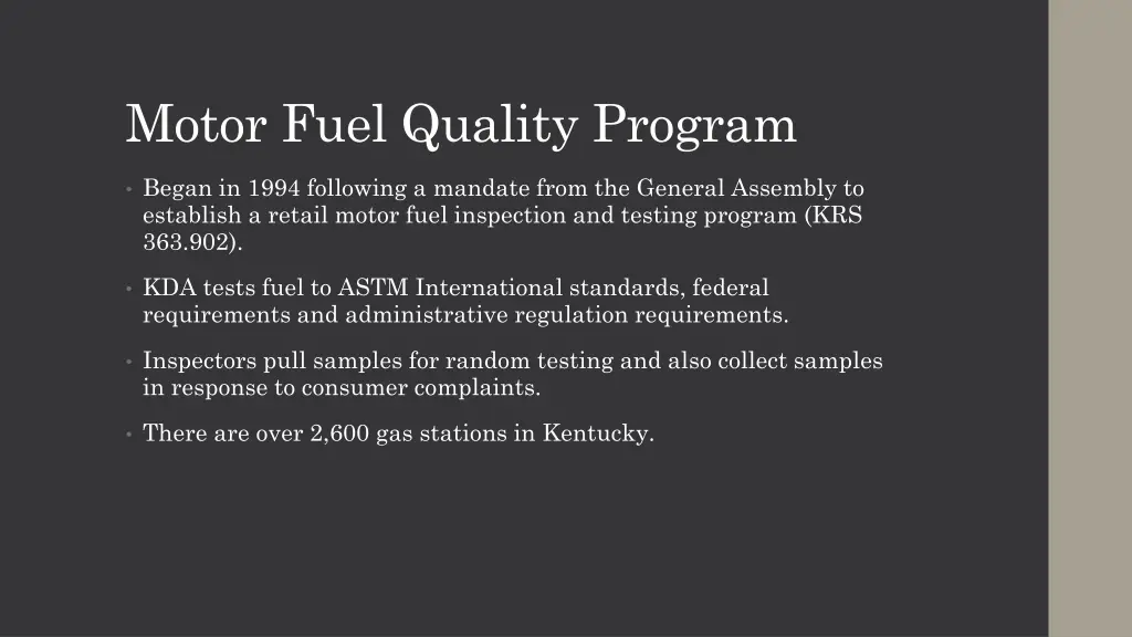 motor fuel quality program