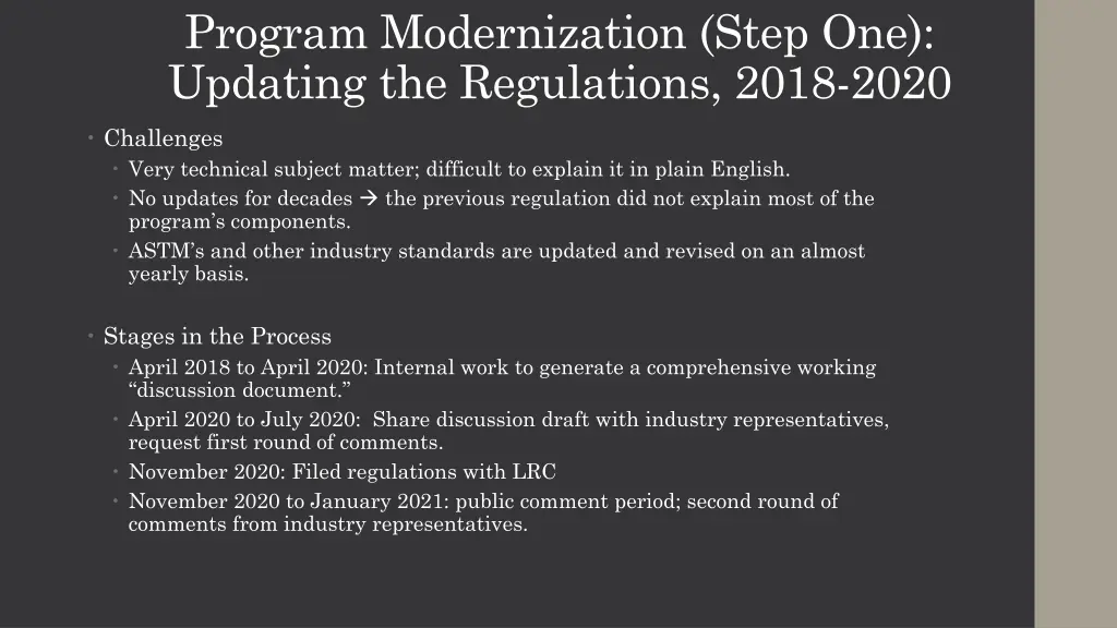 program modernization step one updating 1