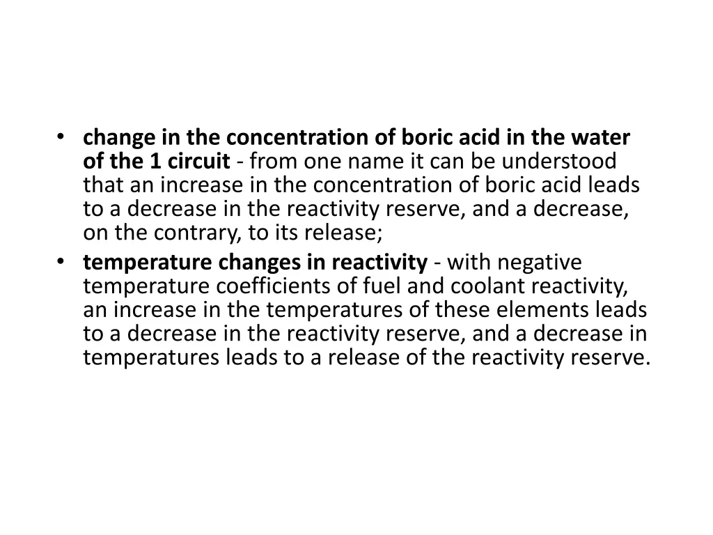 change in the concentration of boric acid