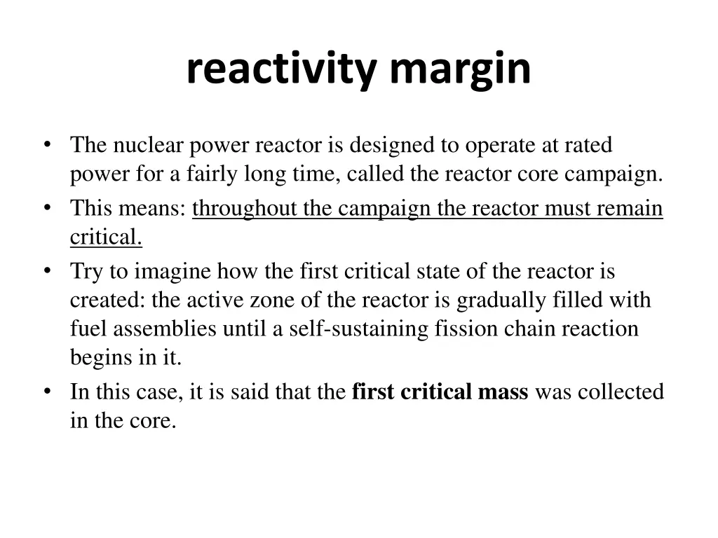 reactivity margin