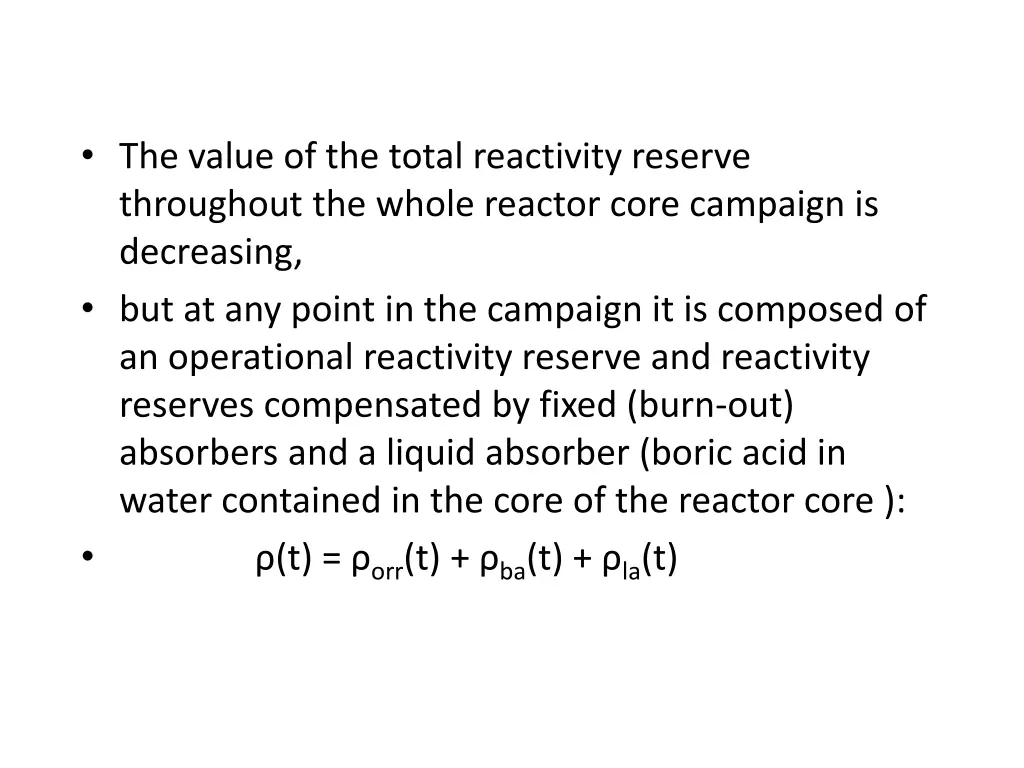 the value of the total reactivity reserve