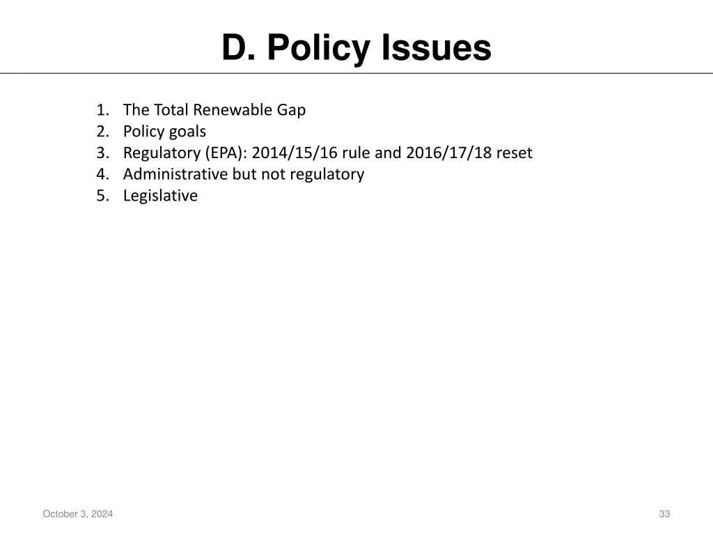 d policy issues