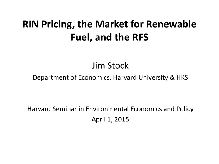 rin pricing the market for renewable fuel