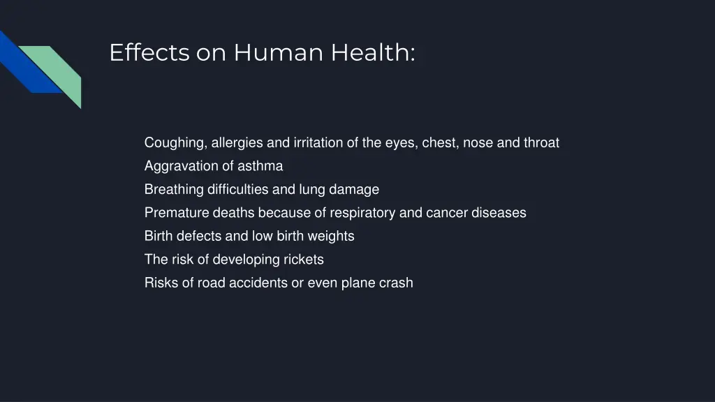 effects on human health