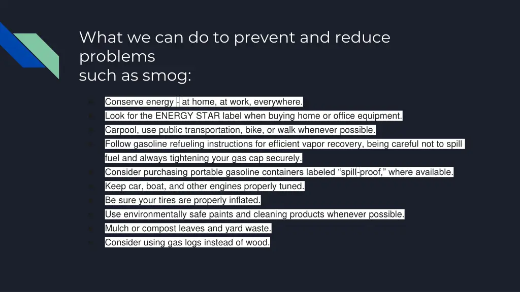 what we can do to prevent and reduce problems