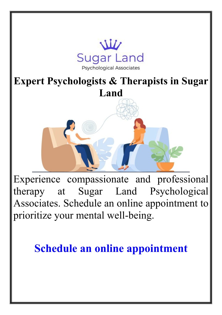 expert psychologists therapists in sugar land