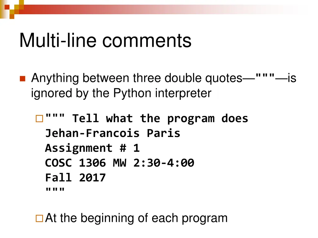 multi line comments