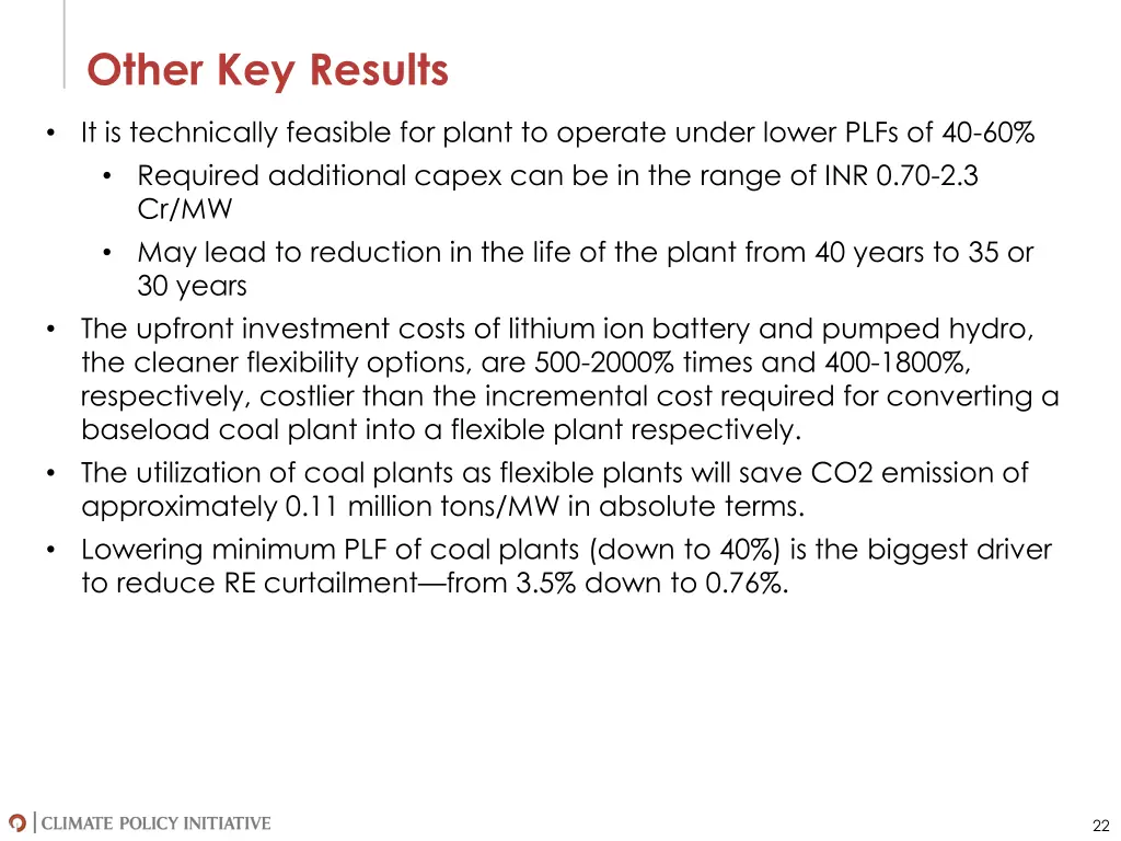 other key results