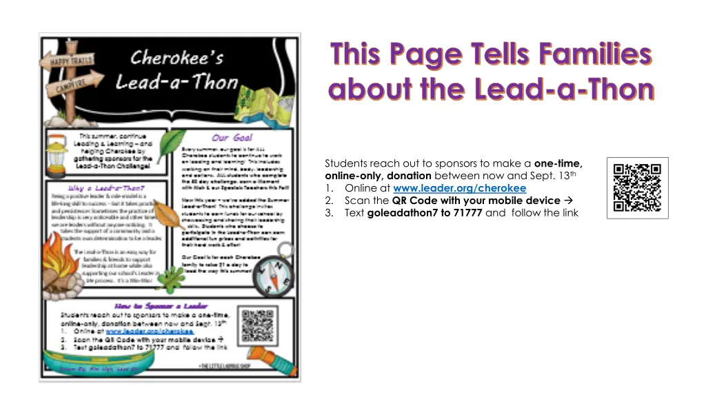 this page tells families about the lead a thon