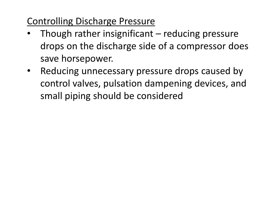 controlling discharge pressure though rather