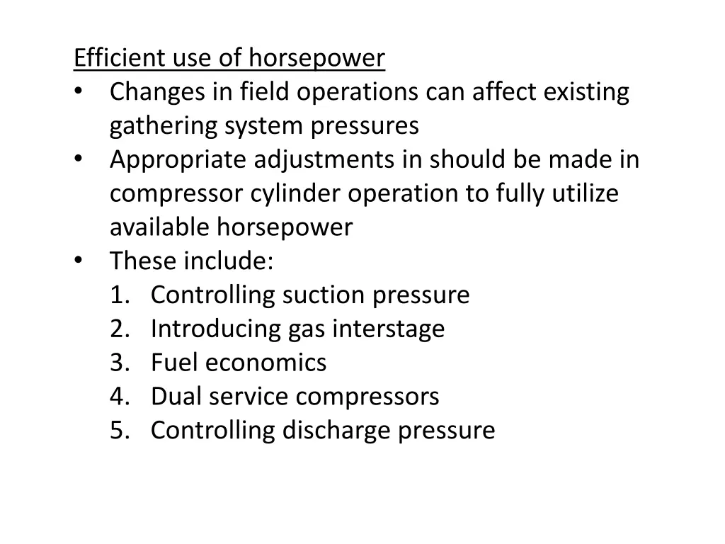 efficient use of horsepower changes in field