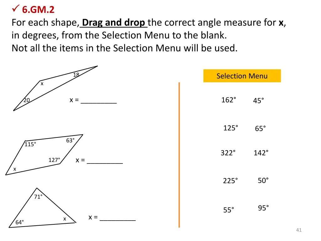 6 gm 2 for each shape drag and drop the correct