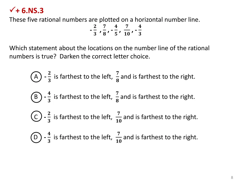 6 ns 3 these five rational numbers are plotted